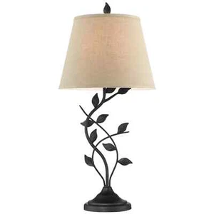 Kira Home Ambrose 31" Traditional Rustic Table Lamp, Beige Fabric Shade, Leaf De - Picture 1 of 7