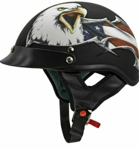 VCAN NEW In Box Cruiser Patriotic Eagle USA Graphics Motorcycle Half Helmet Sz S - Picture 1 of 12