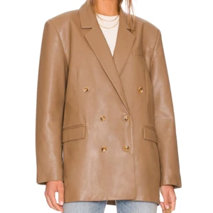 PISTOLA Roman Taupe Faux Leather Oversized Blazer Jacket NEW Size Large - Picture 1 of 15
