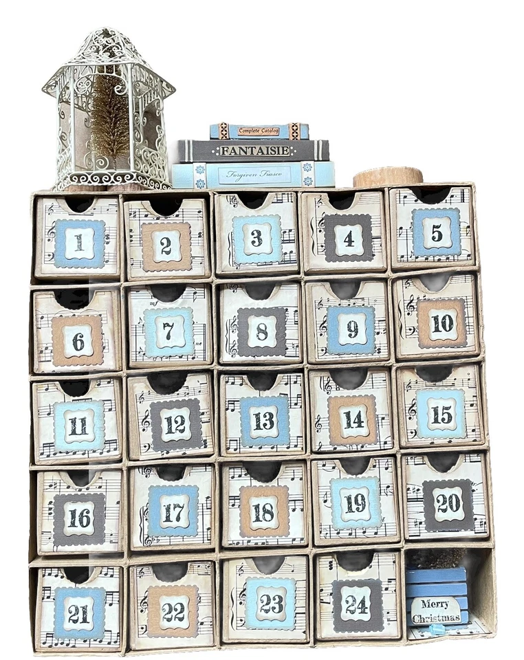 Christmas Advent Calendar, Countdown Treat Holder Vintage Look Handmade New - Image 1 of 4
