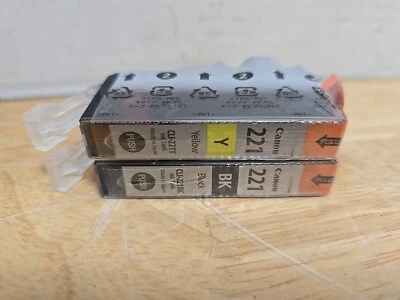 Set 2 EZ-Ink Canon Compatible Cartridges CLI-221 printer, Black & Yellow - Image 1 of 3