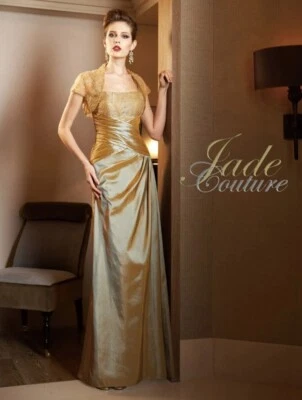 Nuevo con etiquetas Vestido de Madre Jade Couture K4484 con Chaqueta Lujo Tafetán 'Latte' Talla 8 Foto 1 de 4