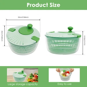 PP Salad Washer Fast Drying Lettuce Spinner Time Saving Salad Spinner beqpB - Picture 1 of 11