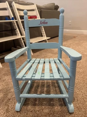 “John” Child Rocking Chair Solid Wood Baby Blue - Photo 1/4