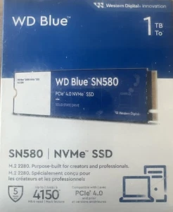 NEW - WD Blue SN580 1TB Internal Solid State Drive SSD Western Digital NVMe - Afbeelding 1 van 1