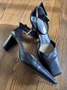 Worthington Women’s 3” Black Square Roe Heels With Ankle Strap 9 - Picture 1 of 3