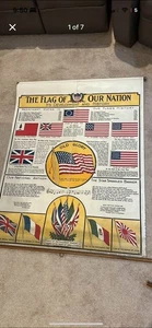 1919 School Wall Chart “The Flag Of Our Nation” US Flag History - Picture 1 of 7