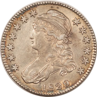 BUSTO TAPADO MEDIO DÓLAR LETRAS LG 1829 - EJEMPLO DE ALTA CALIDAD ¡LIMPIEZA ANTIGUA LIGERA! Foto 1 de 2