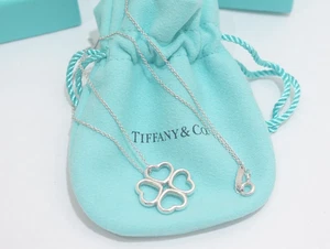 Tiffany & Co. Sterling Silver Hearts Clover Pendant Necklace 16" - Picture 1 of 7