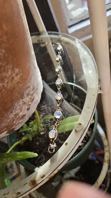 Pulsera Piedra Luna Plata de Ley .925 Parece Arco Iris Azul, Hermosa  Foto 1 de 4