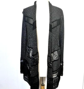 St.John jacket black silver light weight asymmetrical design NWOT size M 6 8 - Picture 1 of 4