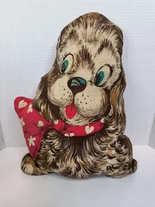 Vintage Cut & Sew Stoff Panel braun Welpe Hund Plüsch Kissen Cocker Spaniel 14 Zoll - Bild 1 von 6