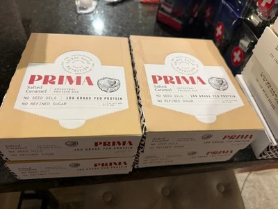 4-PRIMA предковый протеиновый батончик травы кормили протеиновые батончики 7 упаковки - соленая карамель - Изображение 1 из 3