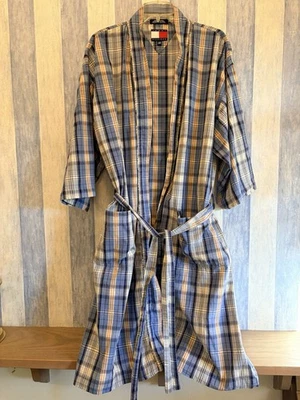 Tommy Hilfiger Hombre Calce Relajado Bata Ligera 100% Algodón Azul Cuadros OSFA Foto 1 de 4