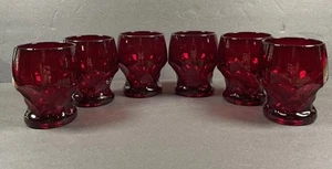 Set of 6 VTG Anchor Hocking Glass Ruby Georgian Honeycomb Glasses 10oz Tumblers - Picture 1 of 8