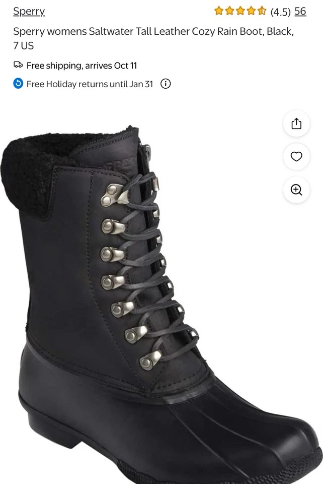 Sperry Saltwater Tall Duck Womens Size 8 M Boots STS85399