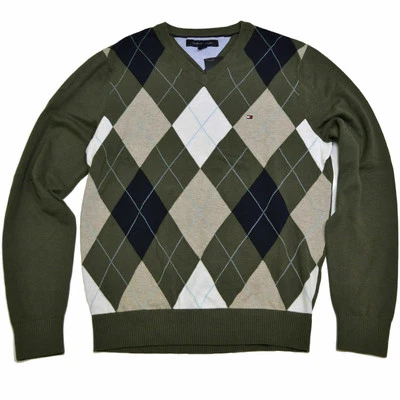 Tommy Hilfiger Para hombres Suéter Pullover Cuello en V Tejido Chaqueta Bandera Logo Prendas exteriores Nuevo Foto 1 de 2