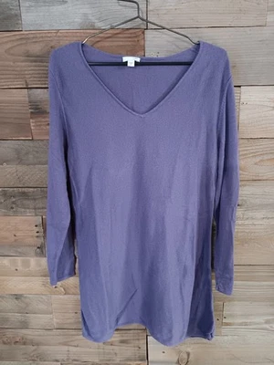 J. JILL Tunic Sweater Sz. Med. V-Neck Cotton Blend Lightwt. Purple Long Slv. - Image 1 of 4