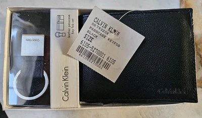 CALVIN KLEIN 79320 BI-FOLD LEATHER WALLET & KEY FOB SET - BLACK (BNWT) - Image 1 of 4