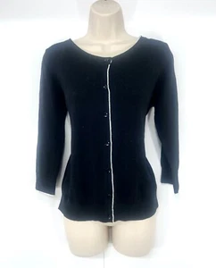 WALLIS Black Soft Thin Knit Pure COTTON Classic Style Women's Cardigan UK 14 - Picture 1 of 3