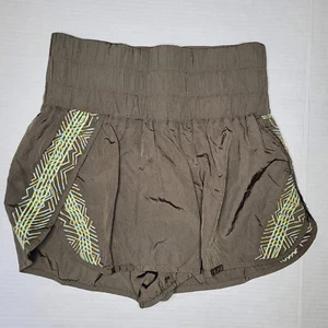 Free People The Way Home Movement Shorts Green Women's Medium Embroidered Sides - Picture 1 of 9