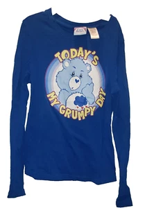 CARE BEARS 2008 TODAY'S MY GRUMPY DAY SHIRT GIRLS SZ SMALL LONG SLEEVE TOP BLUE - Picture 1 of 5