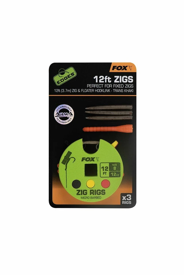 Fox Rig Edges Zig Pre Tied Adjustable Hooklink Foam Carp Fishing Rigs Setup