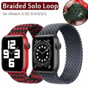 For Apple Watch iWatch SE Series 6 5 4 3 2 Braided Solo Loop Elastic Band Strap - Picture 1 of 27