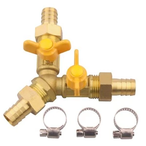 3 Way Shut Off Ball Valve 1/2" Hose Barb Y Shape Brass Fitting Thread Connect... - Picture 1 of 6