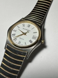 BUCHERER 18K GOLD&STAINLESS-STEEL WRISTWATCH 6268 FW3 CLASSICAL WAVE SWISS MADE - Picture 1 of 8