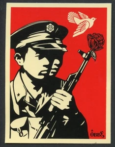 Ultra Rare Shepard Fairey Obey Giant Soldier Rose Dove Vintage Sticker Official - Picture 1 of 1