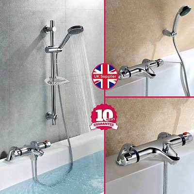 CHROME DECK MOUNTED THERMOSTATIC BATH SHOWER ...