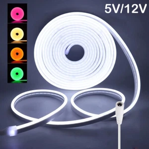 5V 12V LED Strip Flex Neon Rope Lights Waterproof Flexible Outdoor DIY Lighting - Picture 1 of 16