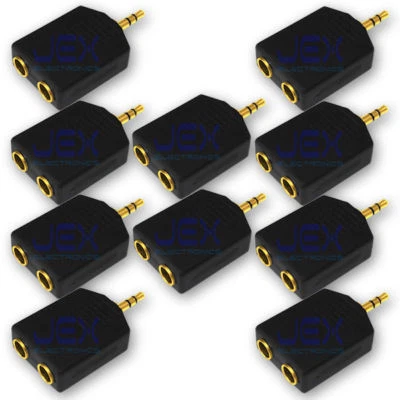 10X 2-way Audio Headphone Splitter Female 6.35mm 1/4 to Male 3.5mm Stereo Jack G - Image 1 of 2