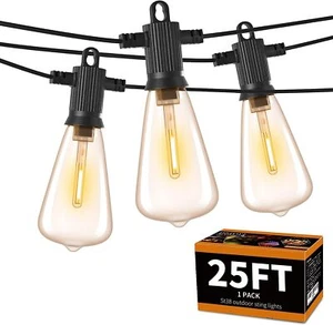 Outdoor String Lights Waterproof Patio Vintage Shatterproof LED Edison Bulbs - Picture 1 of 8