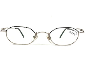 Masunaga Eyeglasses Frames 3018 Black Gray Silver Hexagon Oval Titan 46-22-140 - Picture 1 of 13