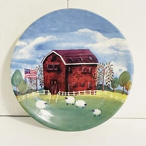 Vintage dekorativer 8" Teller All American Red Barn - Bild 1 von 6
