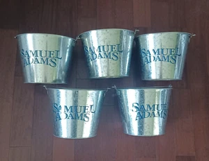 Lote de 5 Cubo de Hielo Samuel Adams con Mango Botellas de Metal Galvanizado Latas Cerveza - Imagen 1 de 7