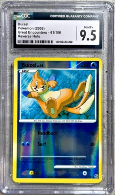 Pokémon Card Buizel Reverse Holo CGC 9.5 Mint+, Great Encounters 61/106 2008 (1) - Image 1 of 4