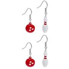 2 Pairs Bowling Earrings Colorful Holiday Studs Simple