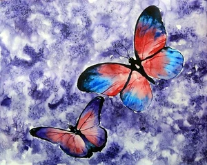 ORIGINAL RICHARD FREER M.A PG "Butterflies" Beautiful Watercolour PAINTING - Picture 1 of 1