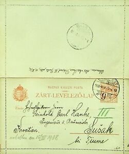 SEPHIL HUNGARY 1908 10f PS LETTER CARD FROM BUDAPEST TO FIUME ITALY