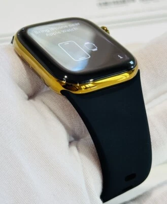 Custom Anodized Bright Gold 46MM Apple Watch SERIES 10 Gold Plated S Band Pin - Image 1 of 4