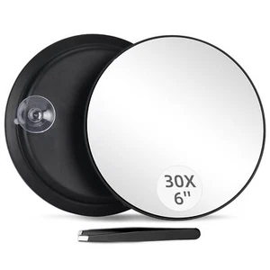 Round 30X Magnifying Mirror, 6 Inch Magnified Mirror with Three Mounting Suction - Picture 1 of 1