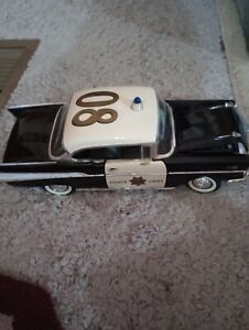1957 CHEVY BEL AIR SPORT COUPE POLICE CHIEF PATROL CAR, SHERIFF 1:18 Used