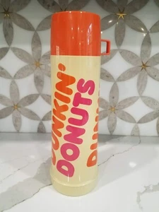 Dunkin Donuts Thermos Travel Mug with Orange Cup Lid Vintage VTG 1980s 24oz - Picture 1 of 7