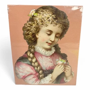Lovely Victorian Girl Cut Out Embossed Braids Flowers Pink Dress - Picture 1 of 5