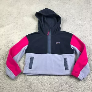 Patagonia Microdini Cropped Hoody Pullover Girls S Colorblock Fleece Sweater - Picture 1 of 6