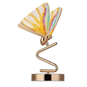Butterfly Shaped Metal Table Lamp Stained Acrylic Lamp Living Room Light Decor - Picture 1 of 8