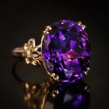 4Ct Oval Cut Amethyst Lab-Created Women's Christmas Ring 14K Yellow Gold Plated